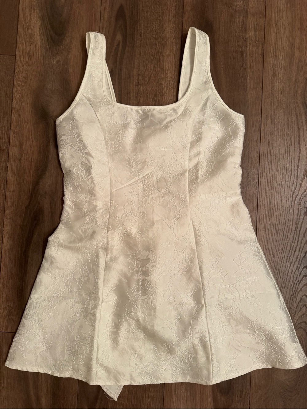 Ivory Floral Jacquard Sleeveless Mini Dress
